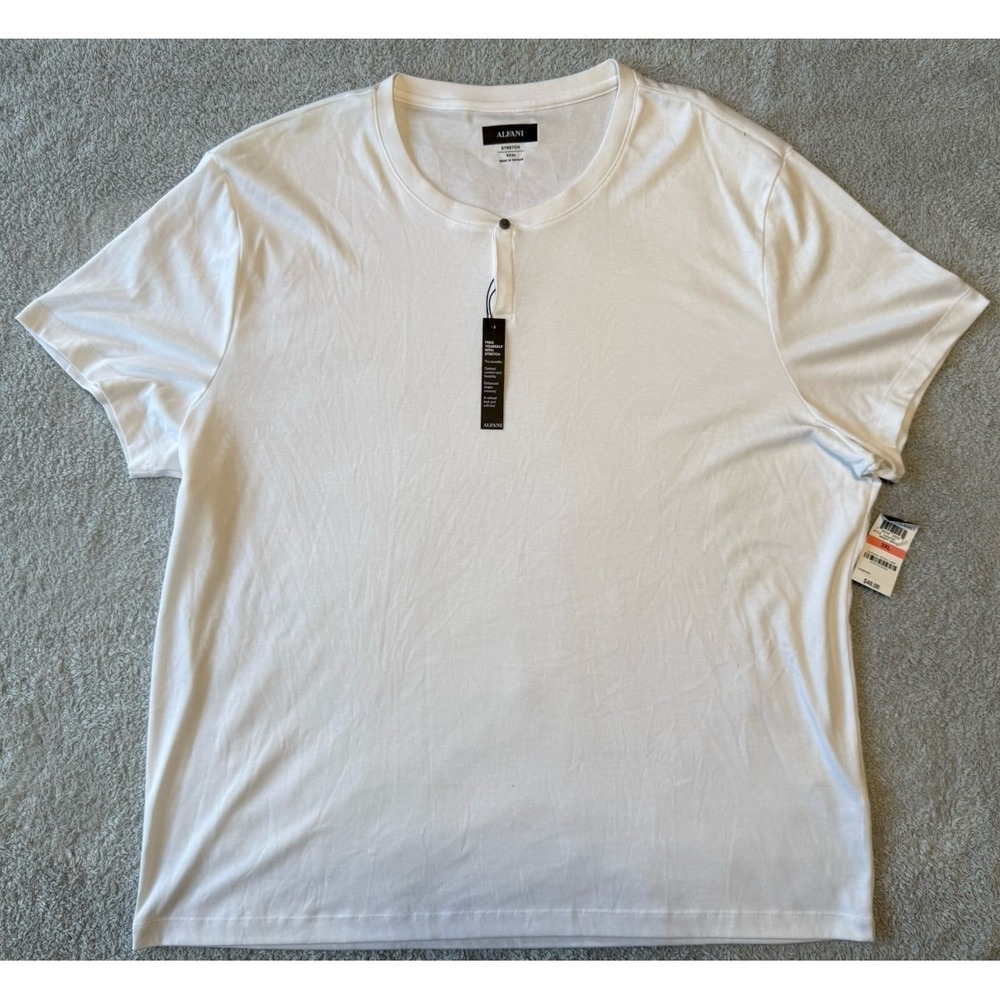 NWT Alfani Covered‎ Placket Stretch White Men's Crew Neck 3XL T-Shirt